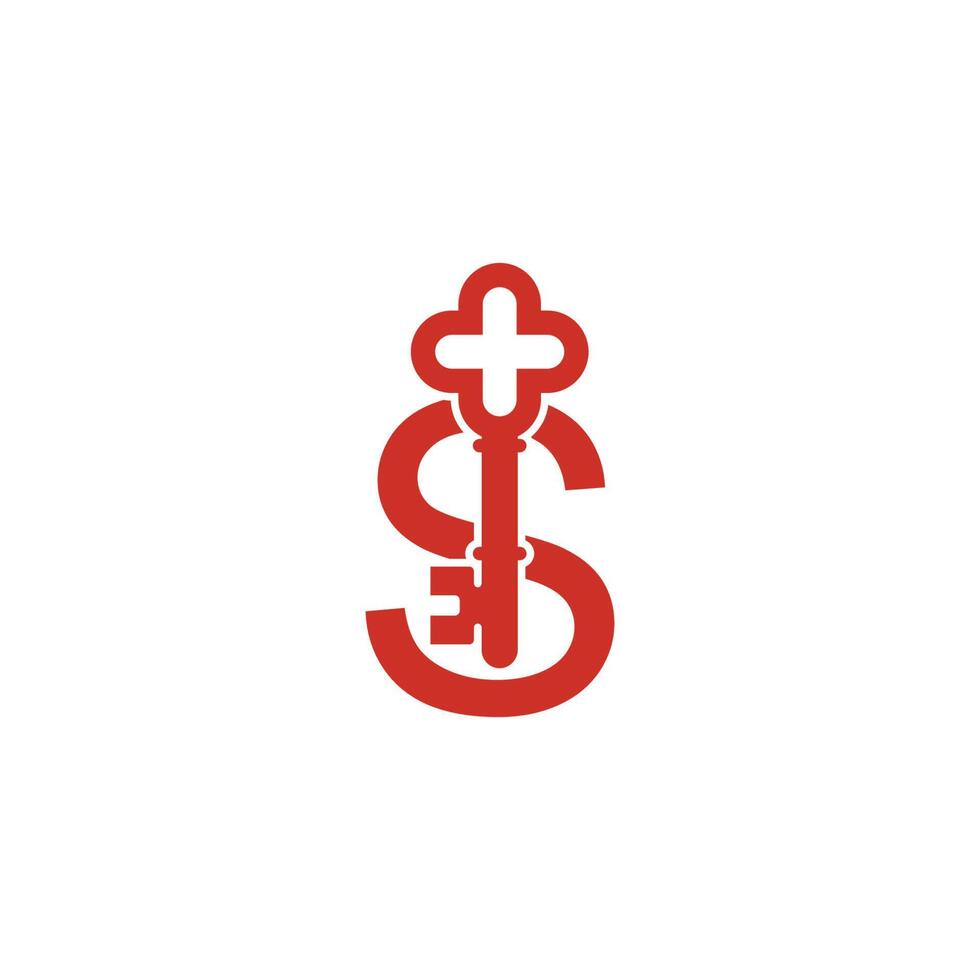 letter s-logopictogram met sleutelpictogramontwerpsymboolsjabloon vector