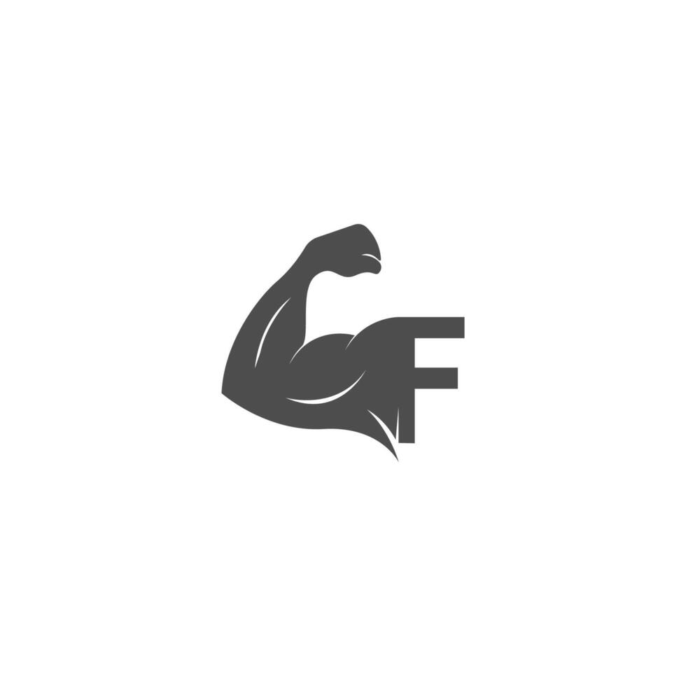letter f logo icoon met spier arm ontwerp vector