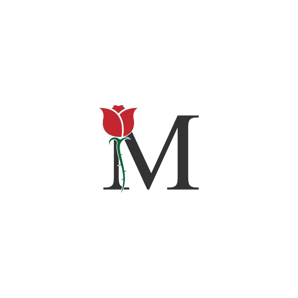 letter m logo icoon met roos ontwerp vector