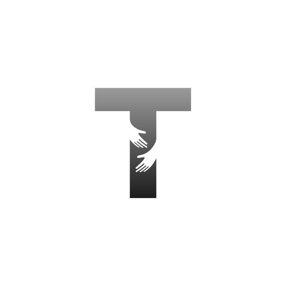 letter t logo icoon met hand ontwerp symbool sjabloon vector