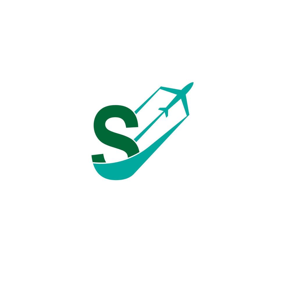 letter s met vliegtuig logo pictogram ontwerp vector