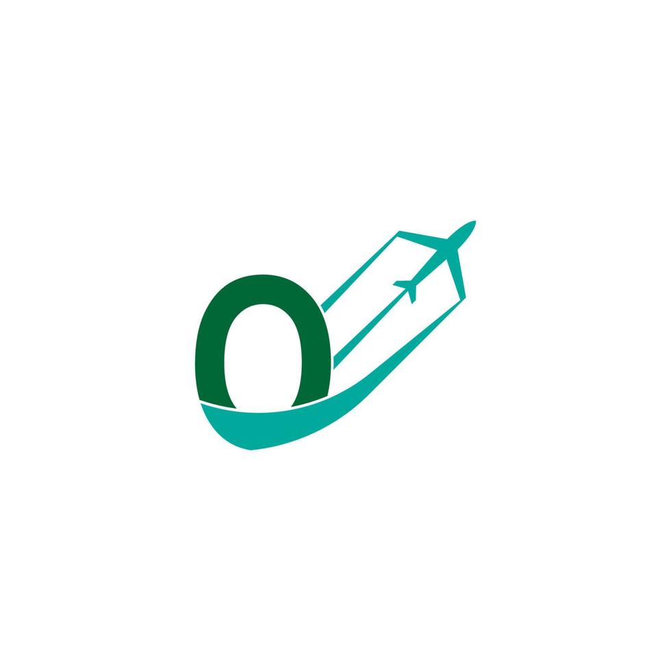 letter o met vliegtuig logo pictogram ontwerp vector
