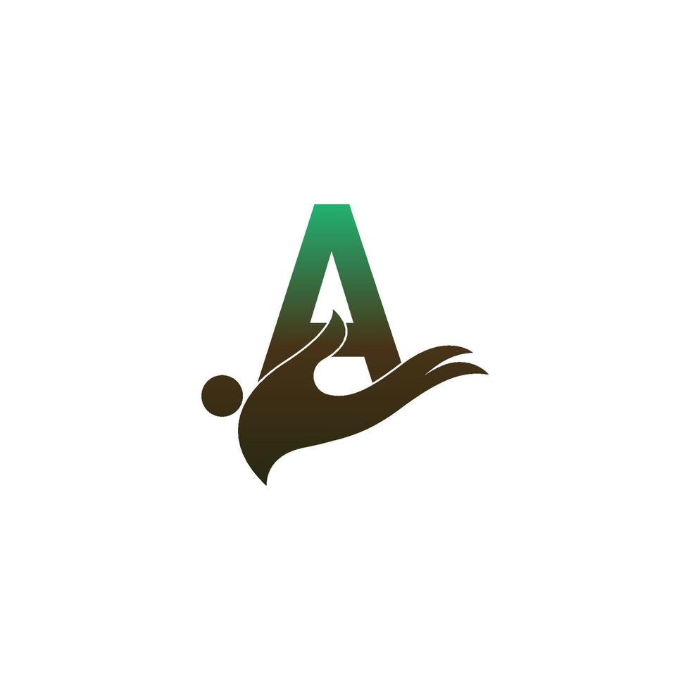 letter een logo icoon met mensen hand ontwerp symbool sjabloon vector