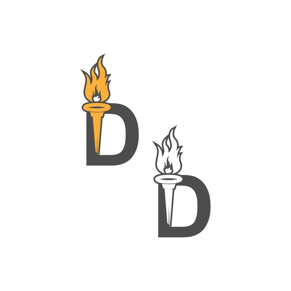 letter d pictogram logo gecombineerd met fakkel pictogram ontwerp vector