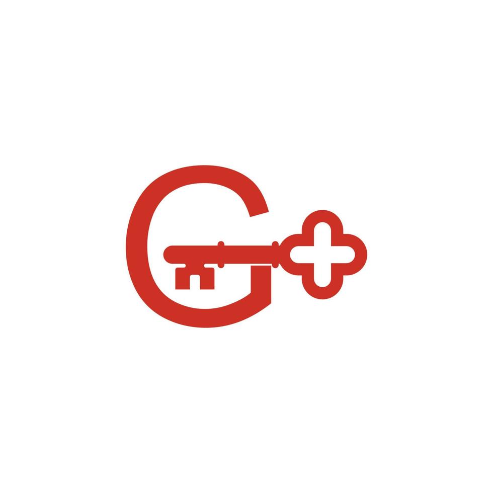 letter g-logopictogram met sleutelpictogramontwerpsymboolsjabloon vector