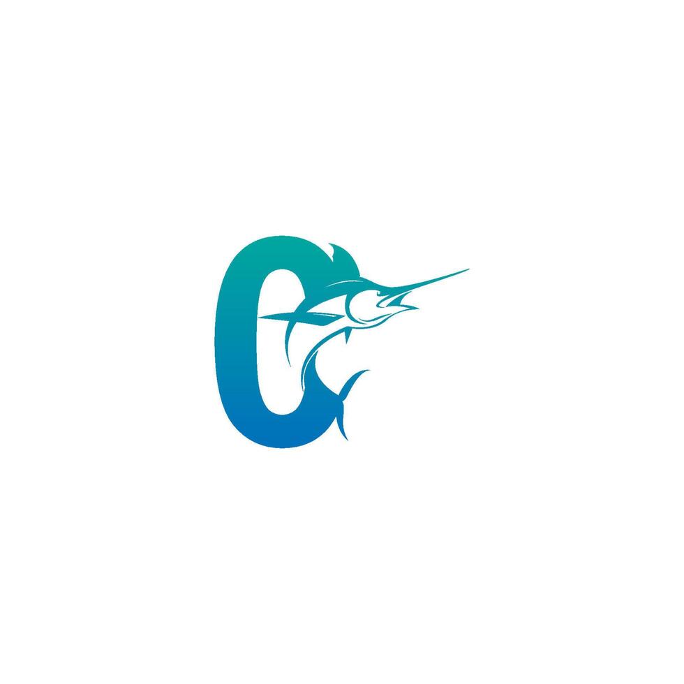 nummer nul logo icoon met vis ontwerp symboolsjabloon vector