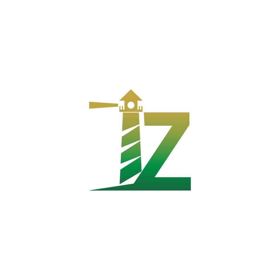 letter z met vuurtoren pictogram logo ontwerpsjabloon vector