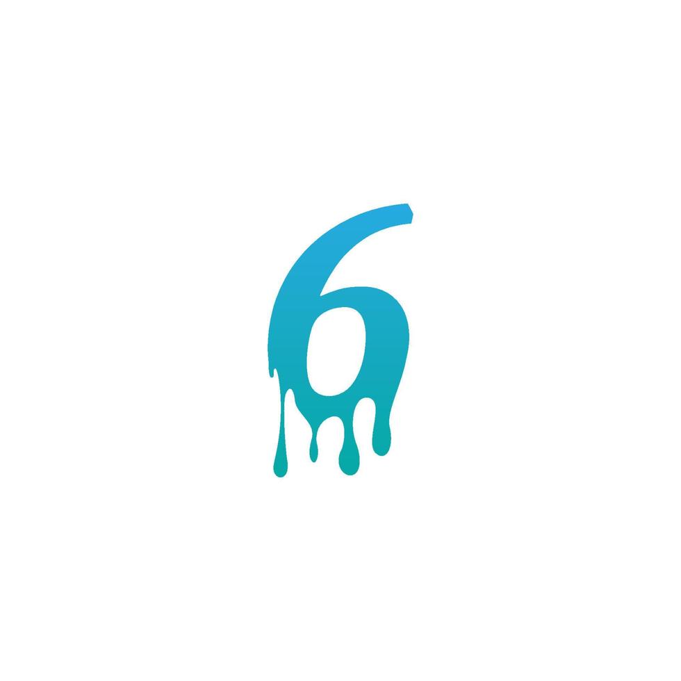 smelten nummer 6 pictogram logo ontwerpsjabloon vector