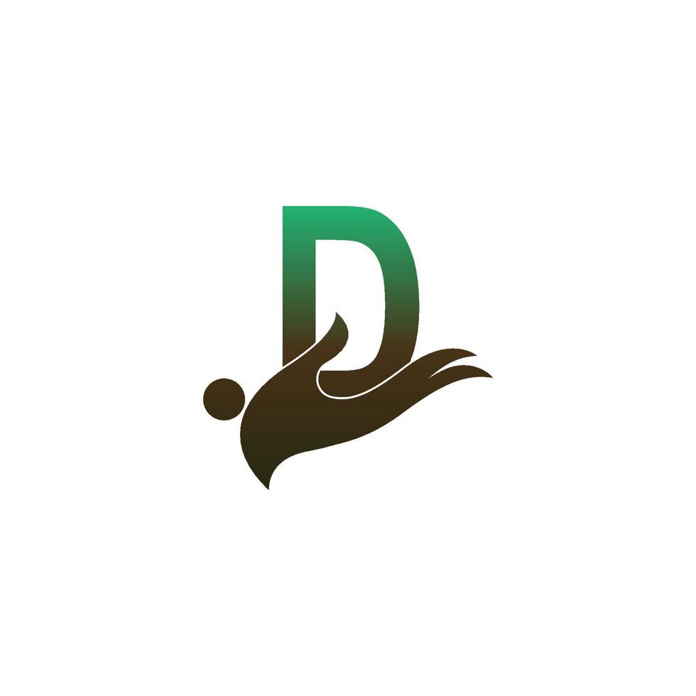 letter d logo icoon met mensen hand ontwerp symbool sjabloon vector