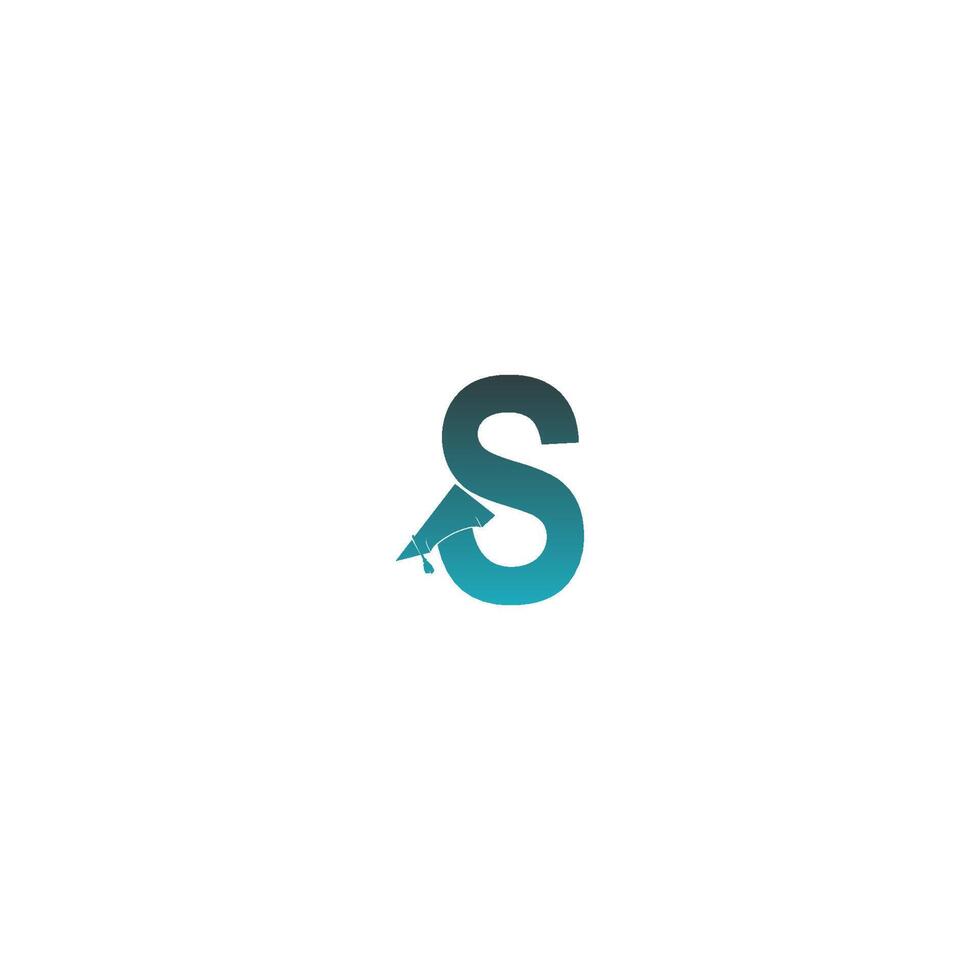 letter s logo icoon met afstudeer hoed ontwerp vector