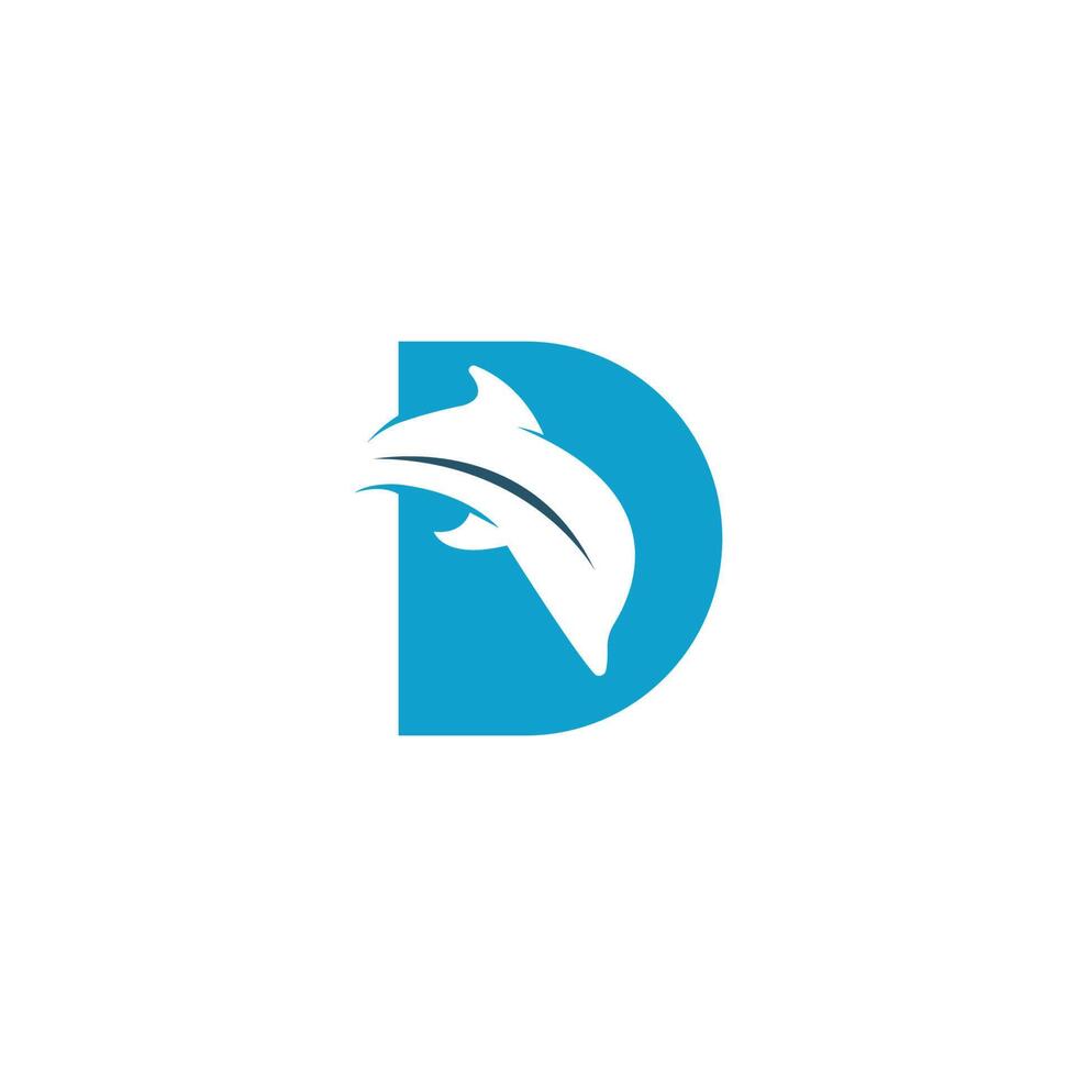 dolfijn met letter d logo pictogram ontwerp concept vector sjabloon