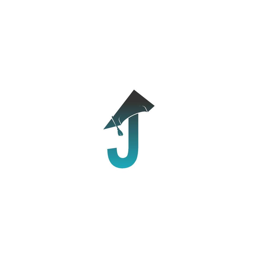 letter j logo icoon met afstudeer hoed ontwerp vector