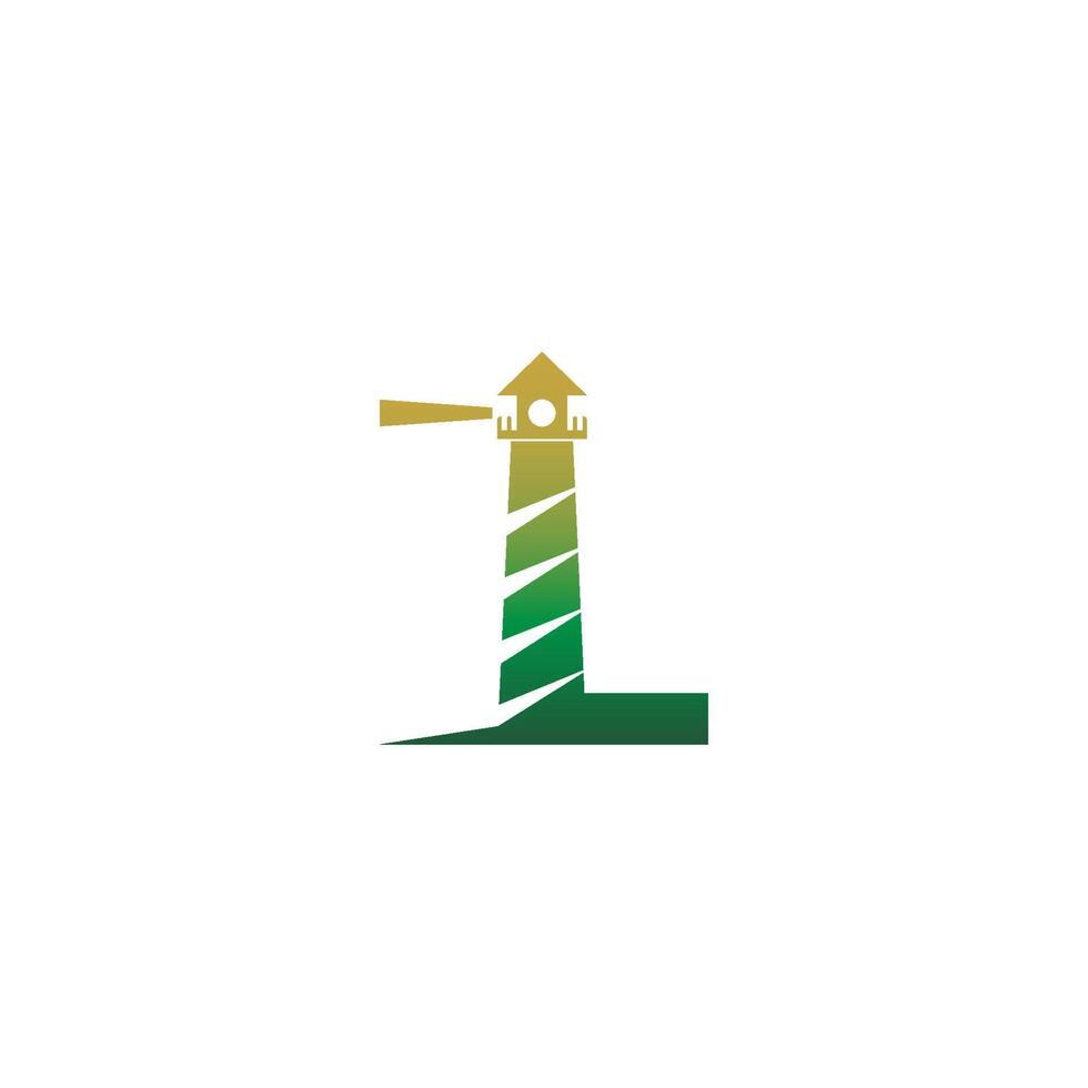 letter l met vuurtoren pictogram logo ontwerpsjabloon vector