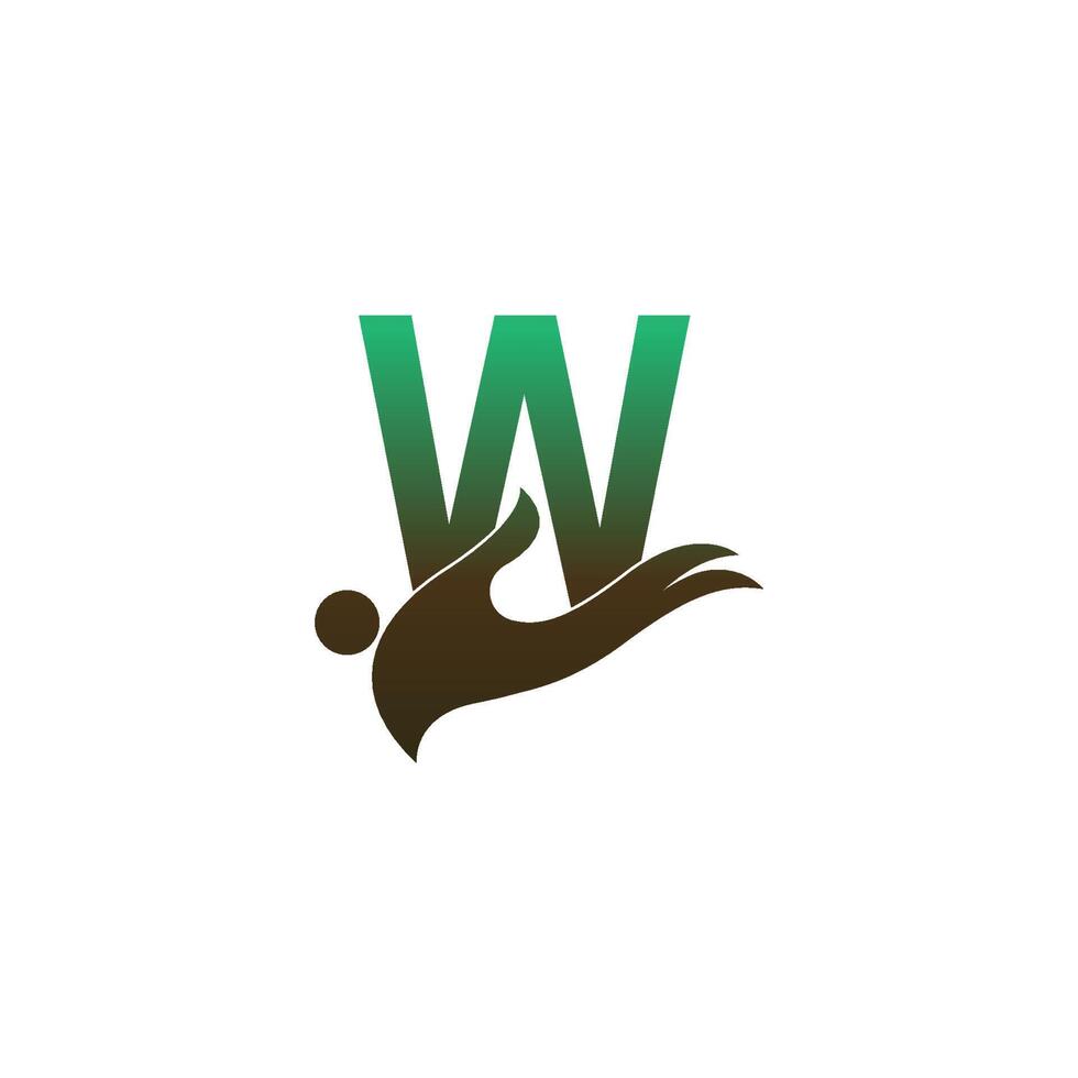 letter w logo icoon met mensen hand ontwerp symbool sjabloon vector