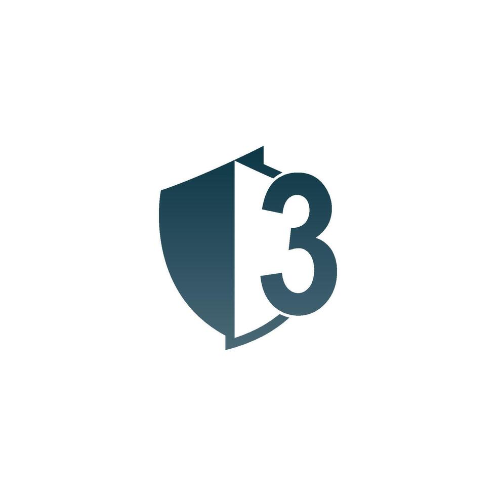 schild logo icoon met nummer 3 naast ontwerp vector