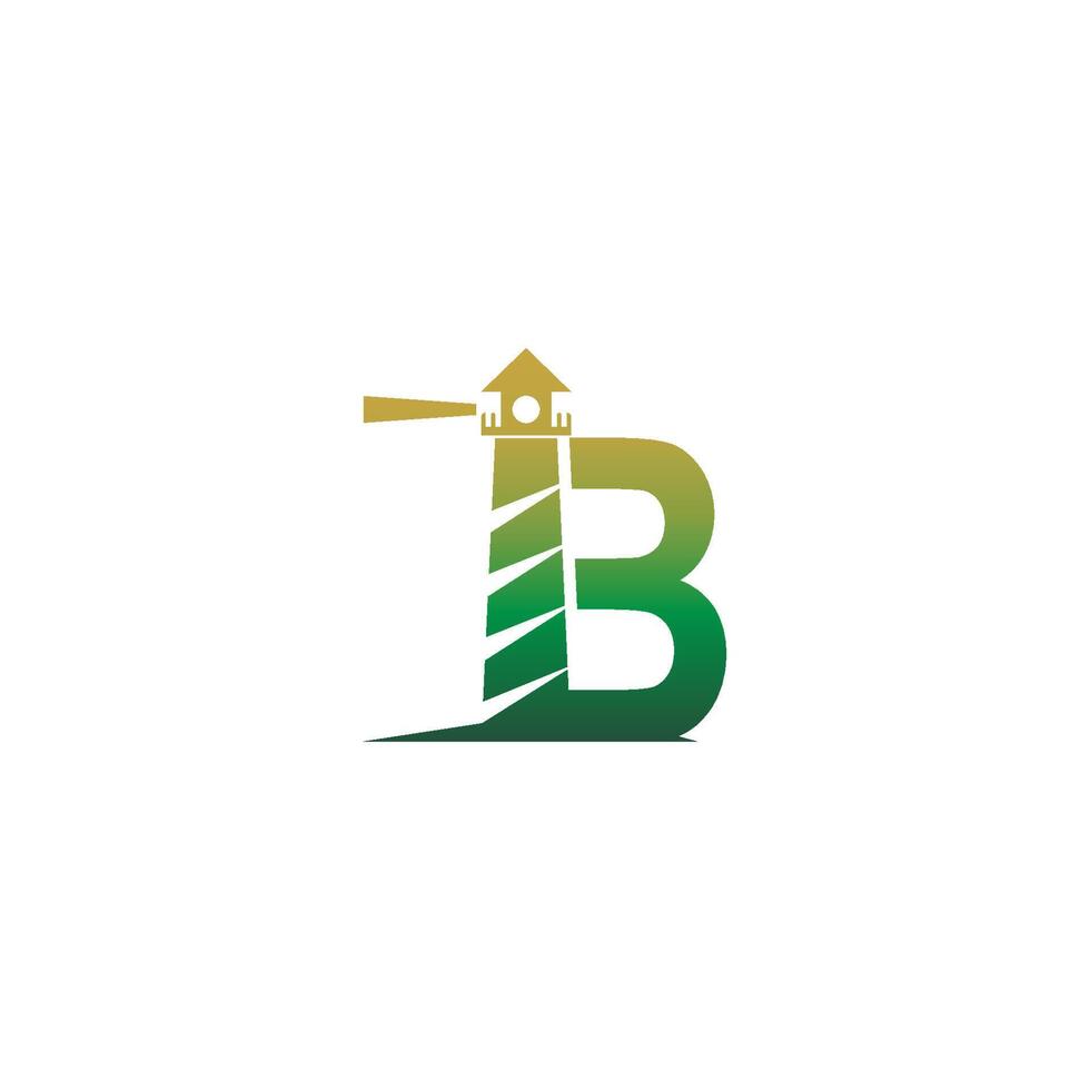 letter b met vuurtoren pictogram logo ontwerpsjabloon vector