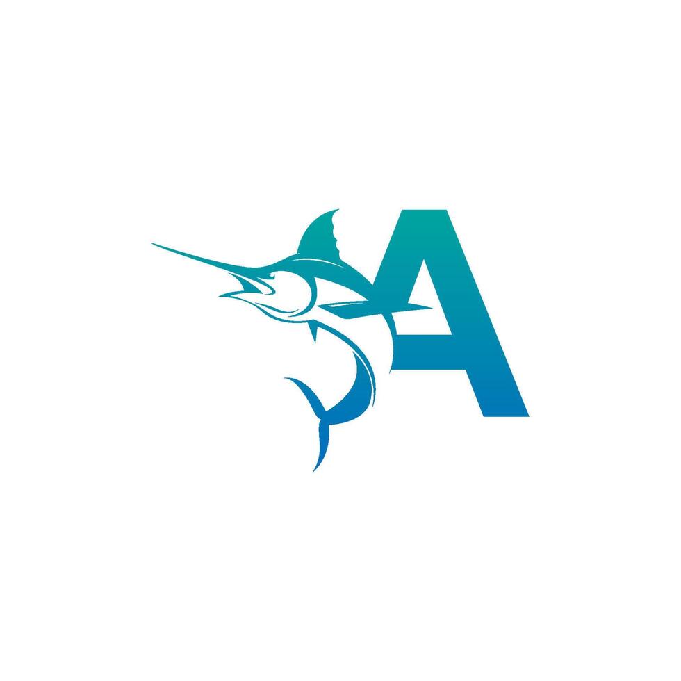 letter a logo icoon met vis ontwerp symboolsjabloon vector