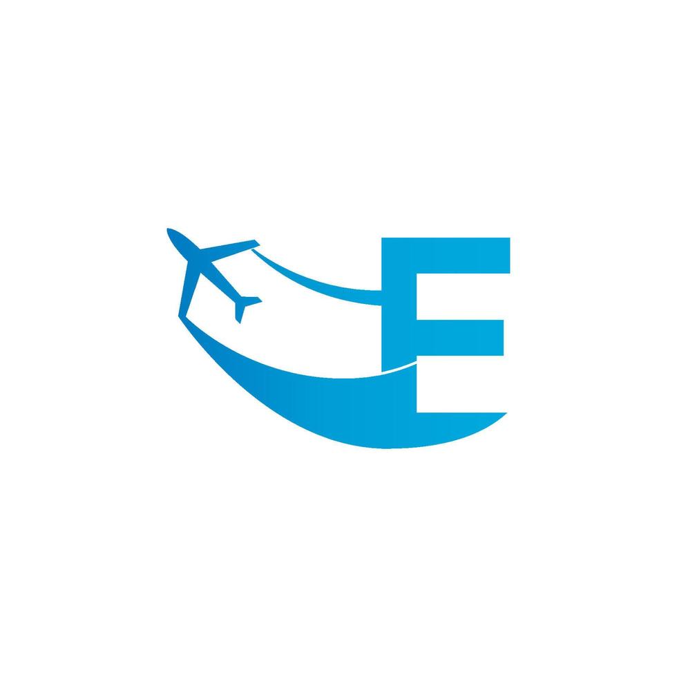 letter e met vliegtuig logo pictogram ontwerp vectorillustratie vector