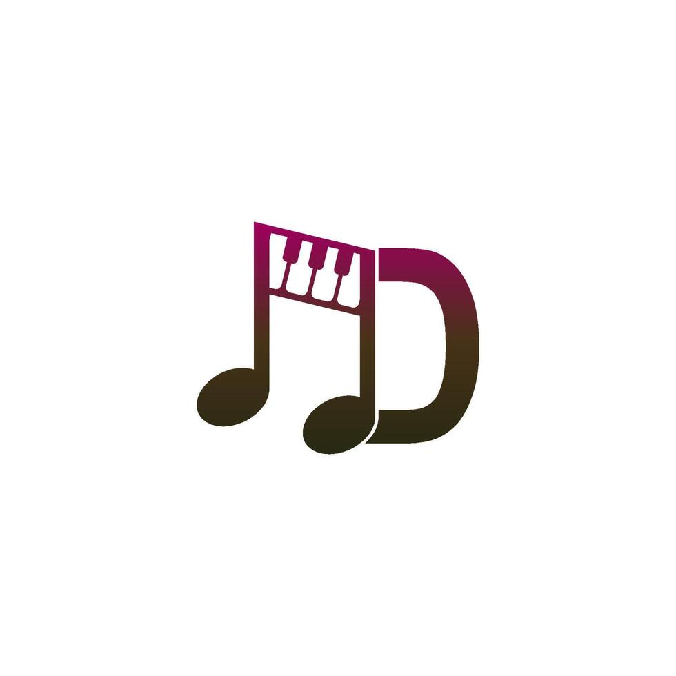 letter d logo icoon met muzieknoot ontwerp symboolsjabloon vector