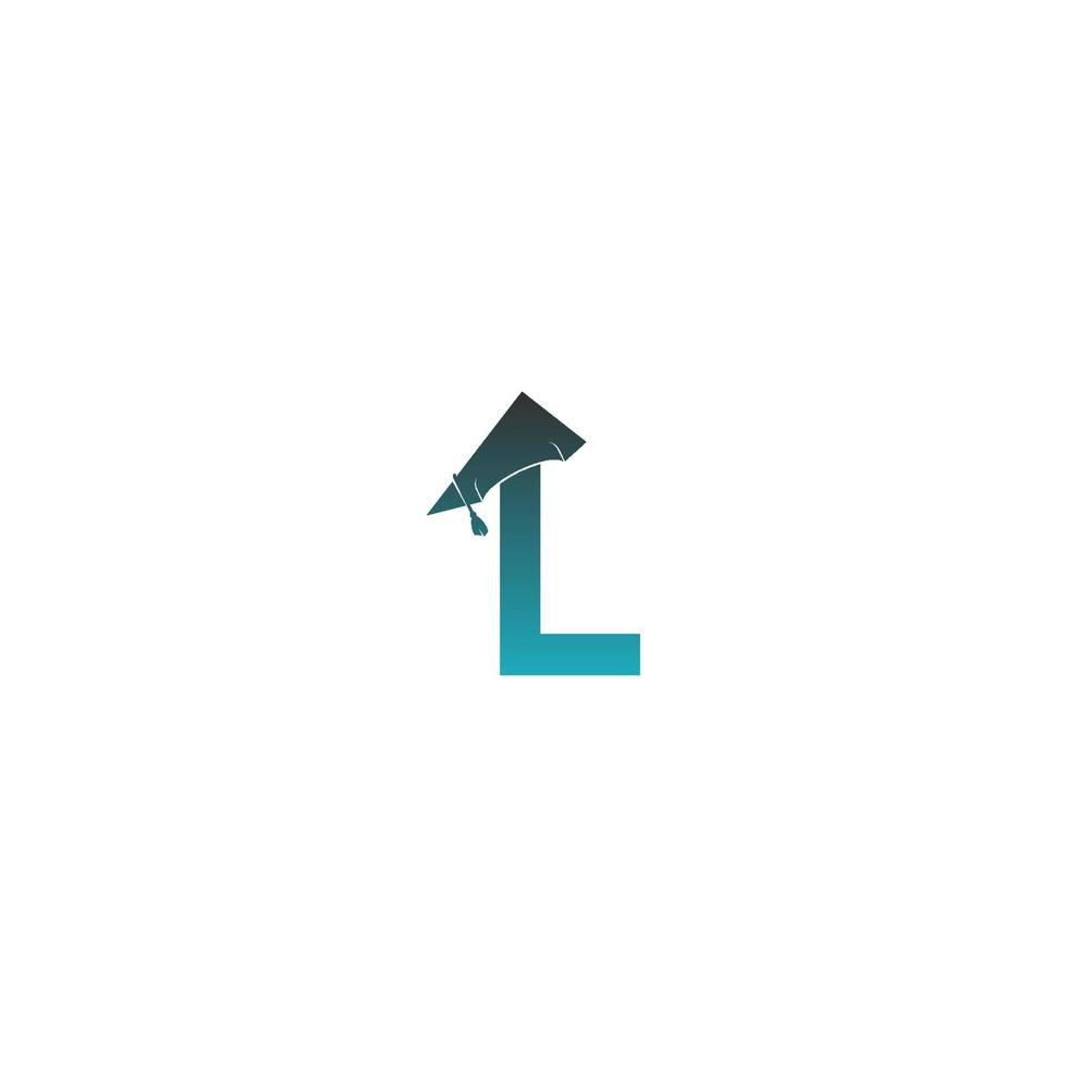 letter l logo icoon met afstudeer hoed ontwerp vector