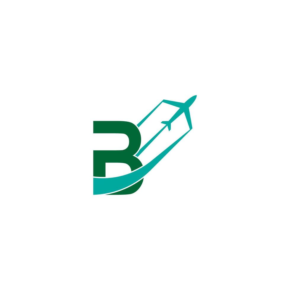 letter b met vliegtuig logo pictogram ontwerp vector