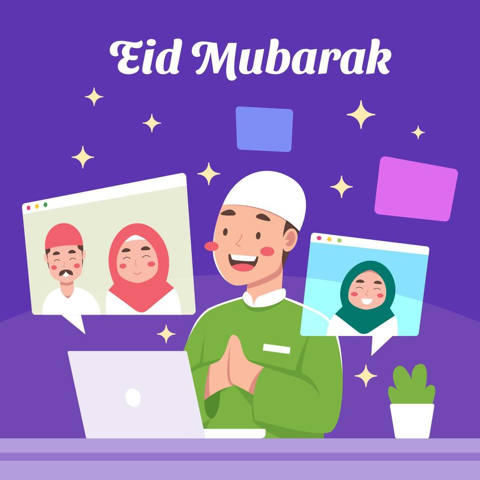 eid familiebijeenkomst met videogesprek vector