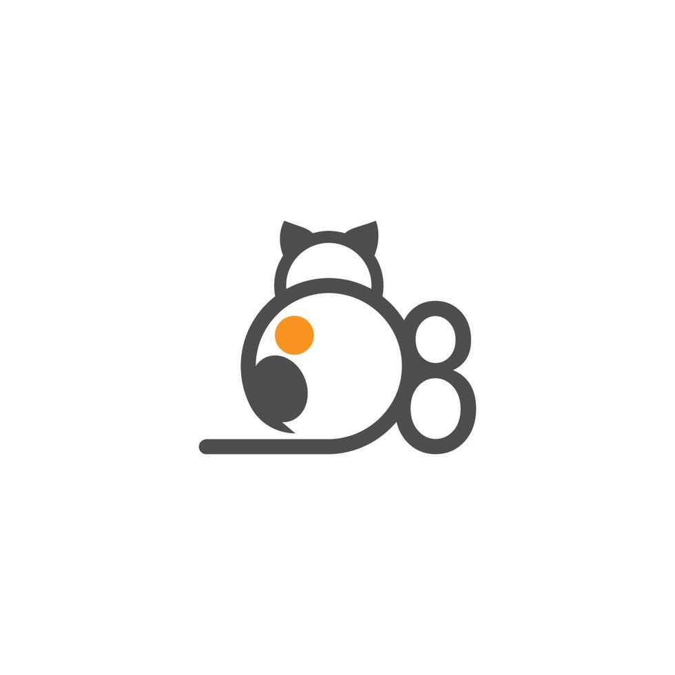 kat pictogram logo met nummer 8 sjabloon ontwerp vector