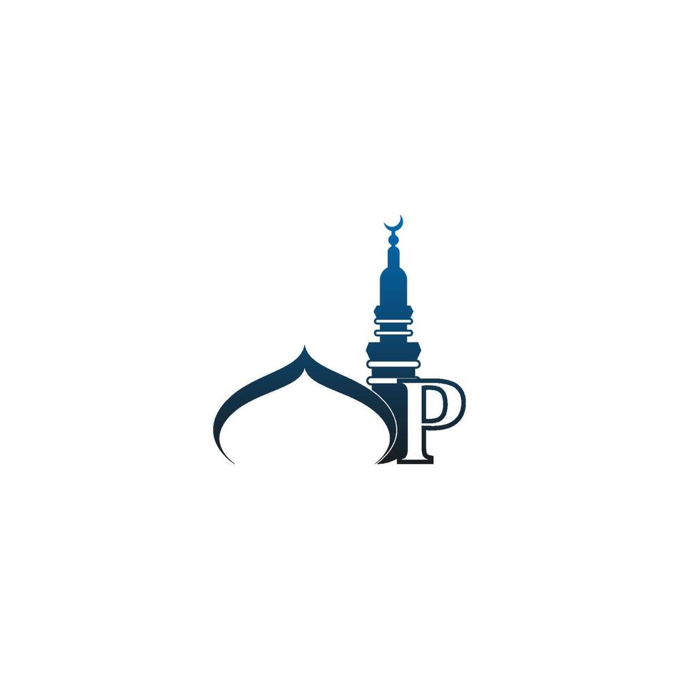 letter p logo icoon met moskee ontwerp illustratie vector