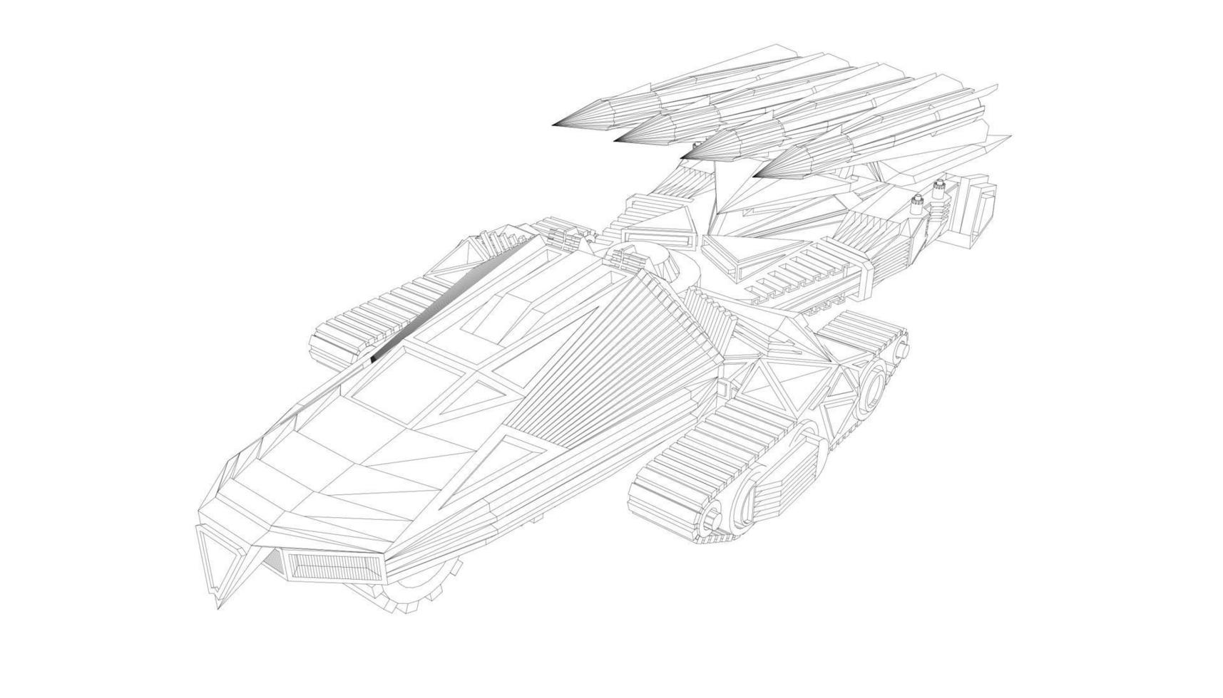 lijntekeningen van torpedojager tank vector