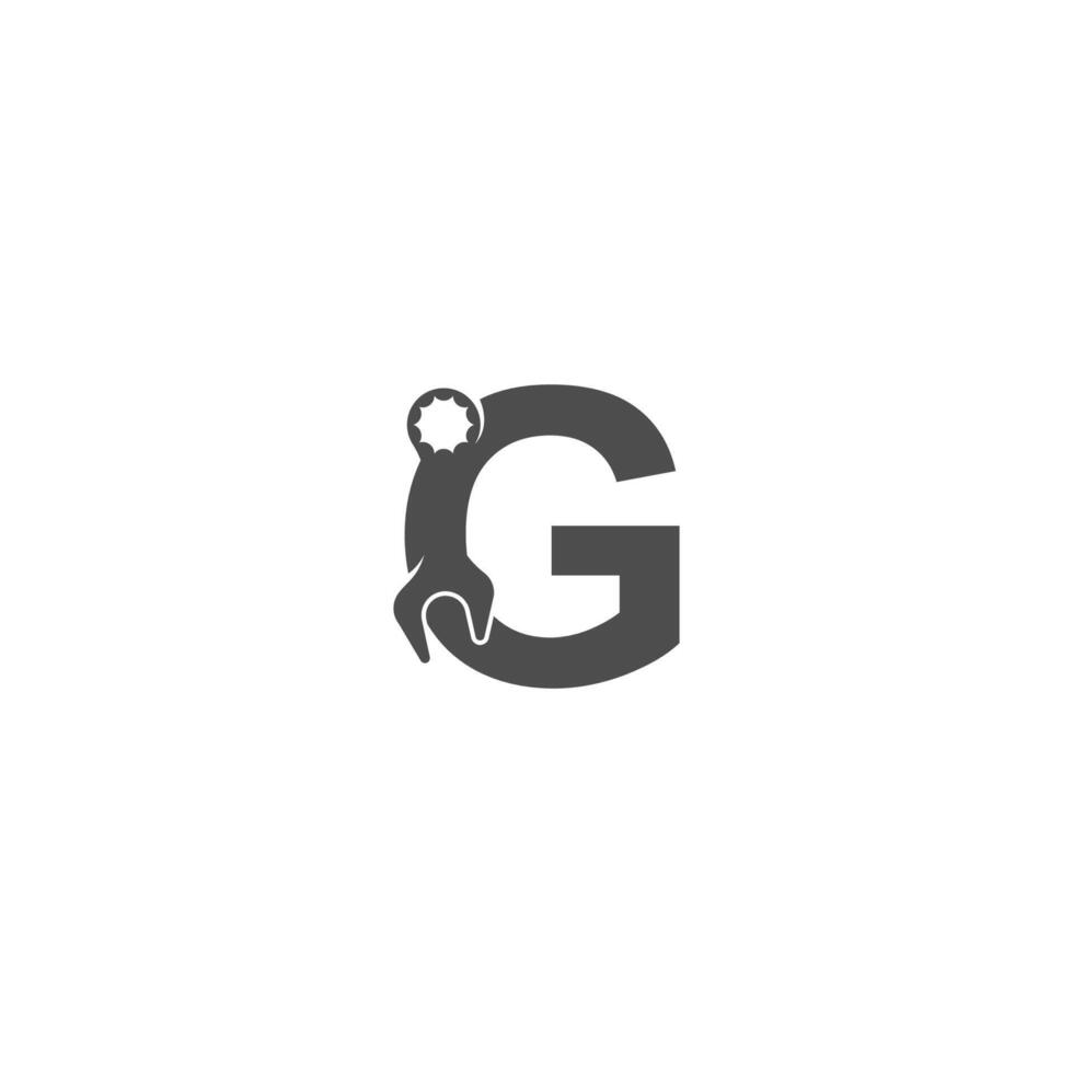 letter g logo icoon met moersleutel ontwerp vector