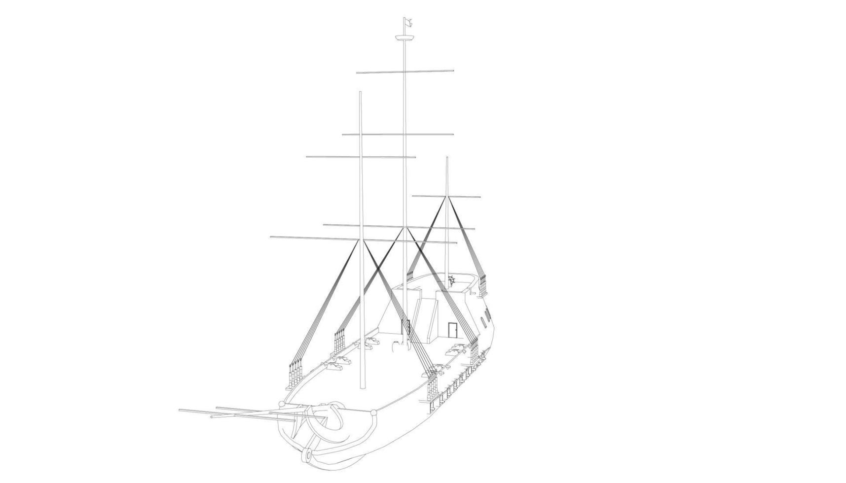 klassieke zeilboot in lineaire stijl vector