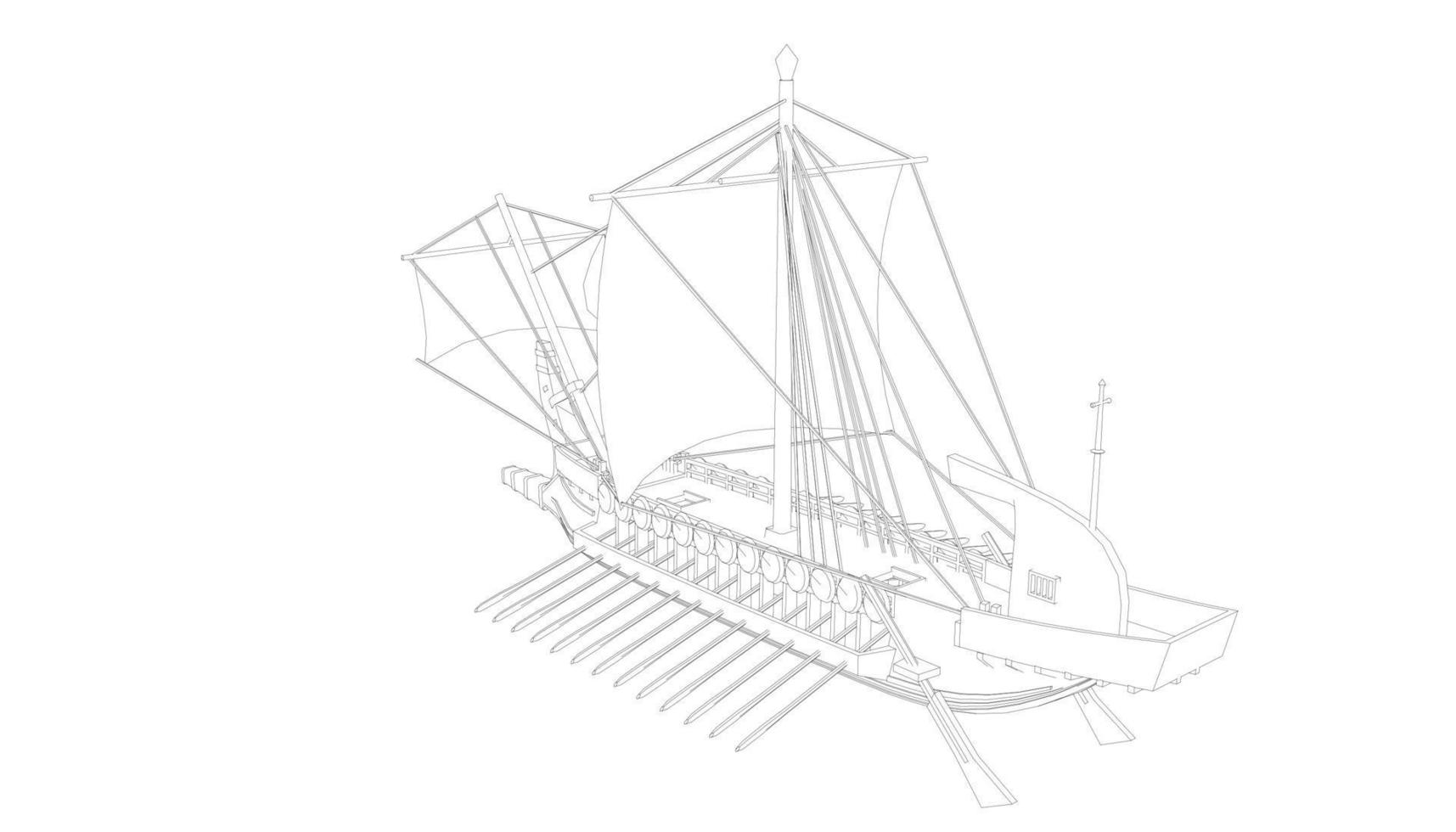 klassieke zeilboot in lineaire stijl vector