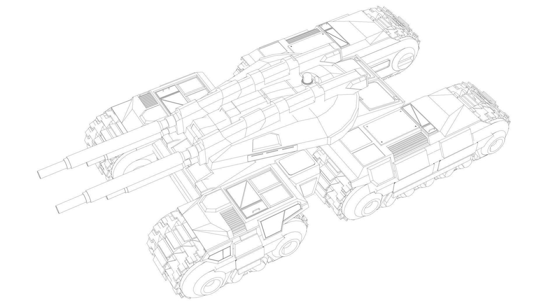 lijntekeningen van militaire tanks vector