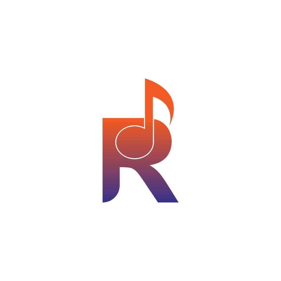 letter r logo icoon met muzieknoot ontwerp symbool sjabloon vector