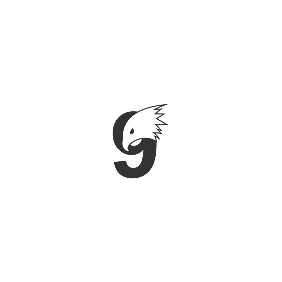 nummer 9 logo icoon met valk hoofd ontwerp symbool sjabloon vector