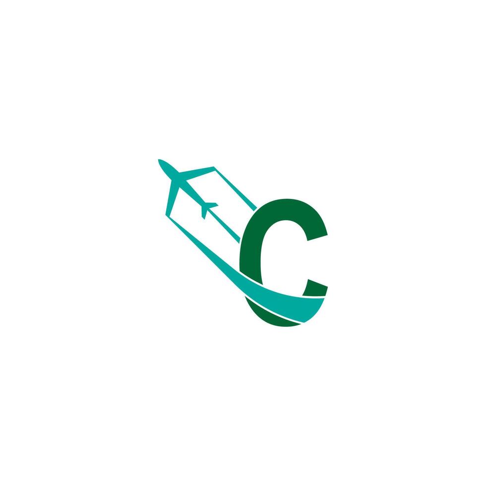 letter c met vliegtuig logo pictogram ontwerp vector