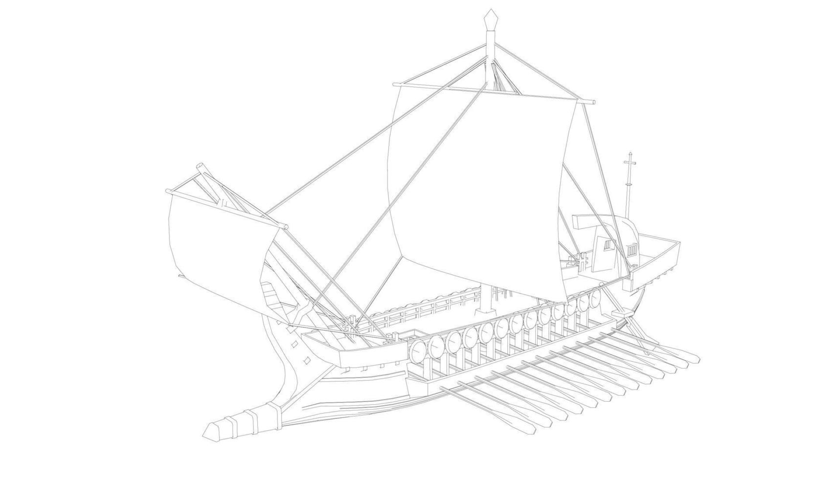 klassieke zeilboot in lineaire stijl vector