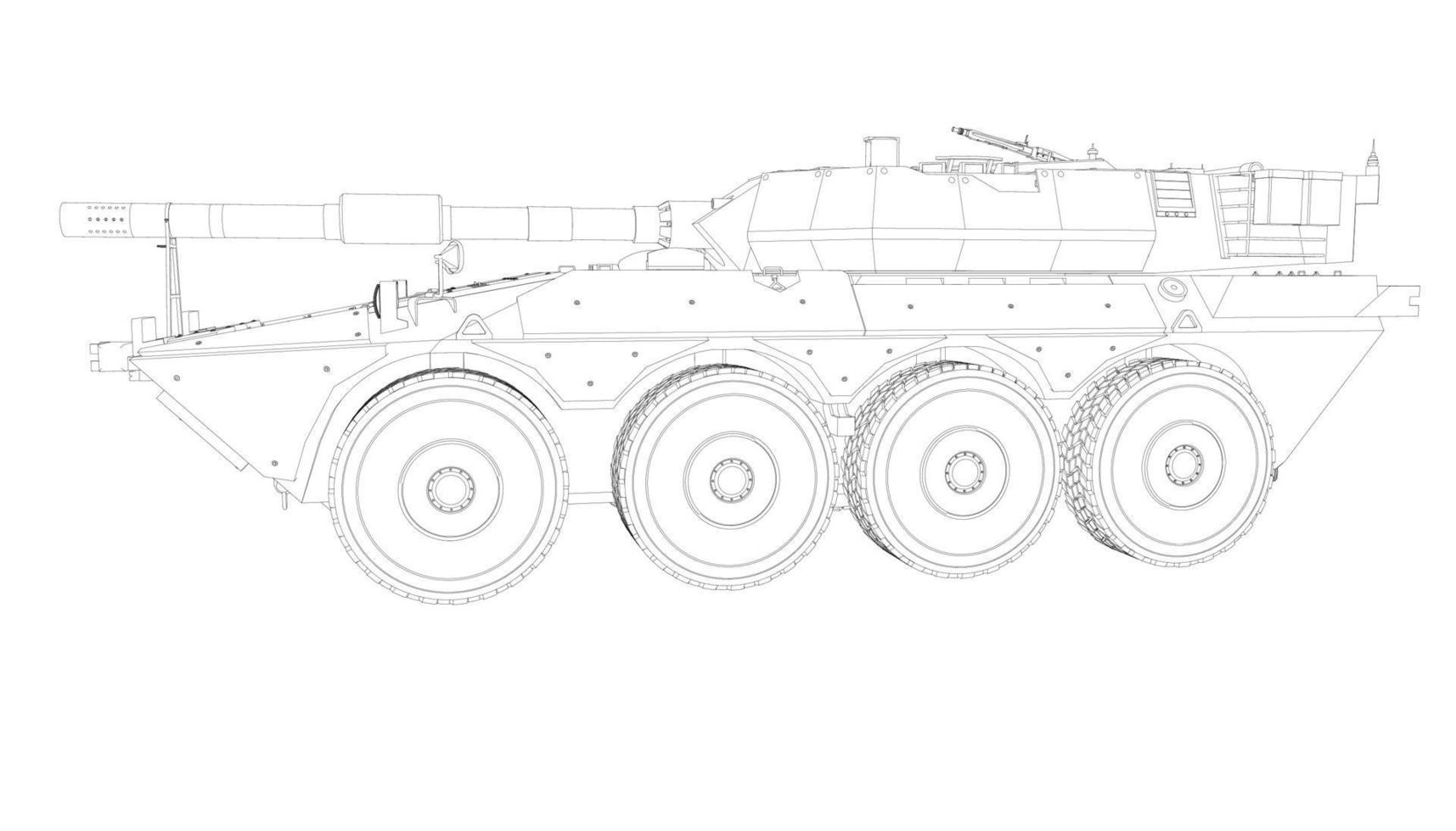 lijntekeningen van torpedojager tank vector