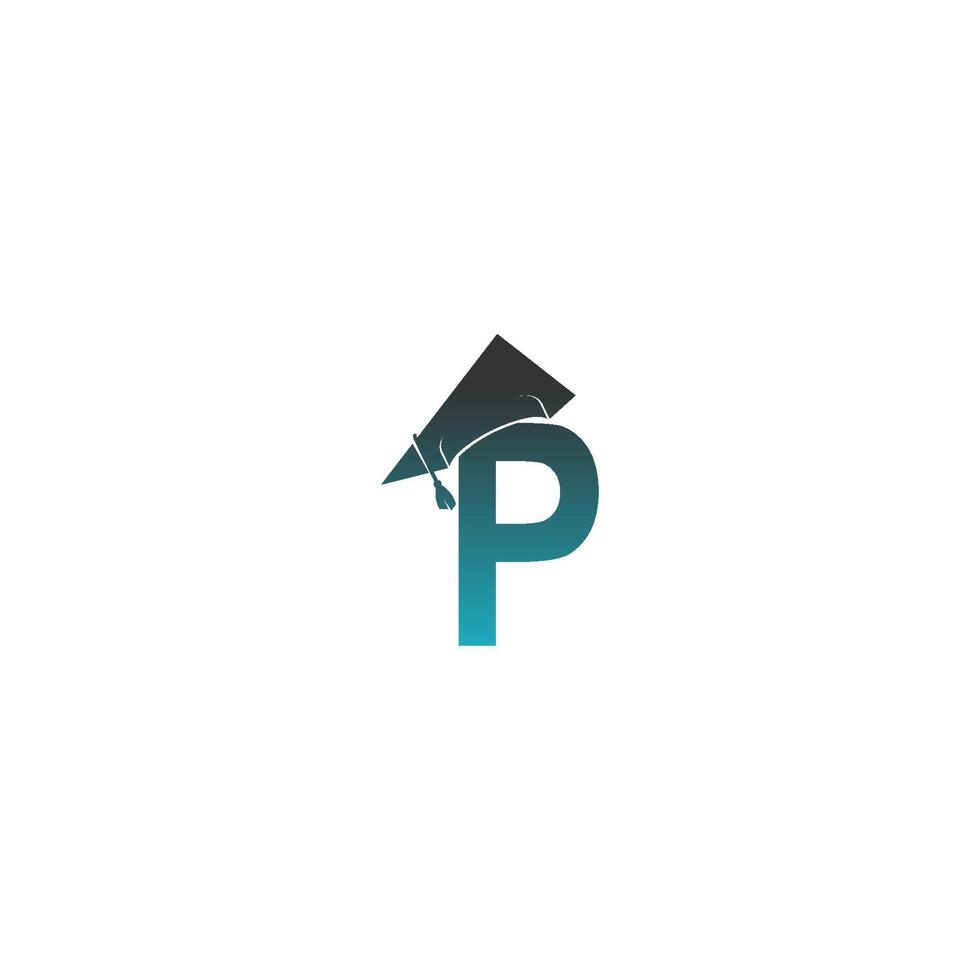 letter p logo icoon met afstudeer hoed ontwerp vector