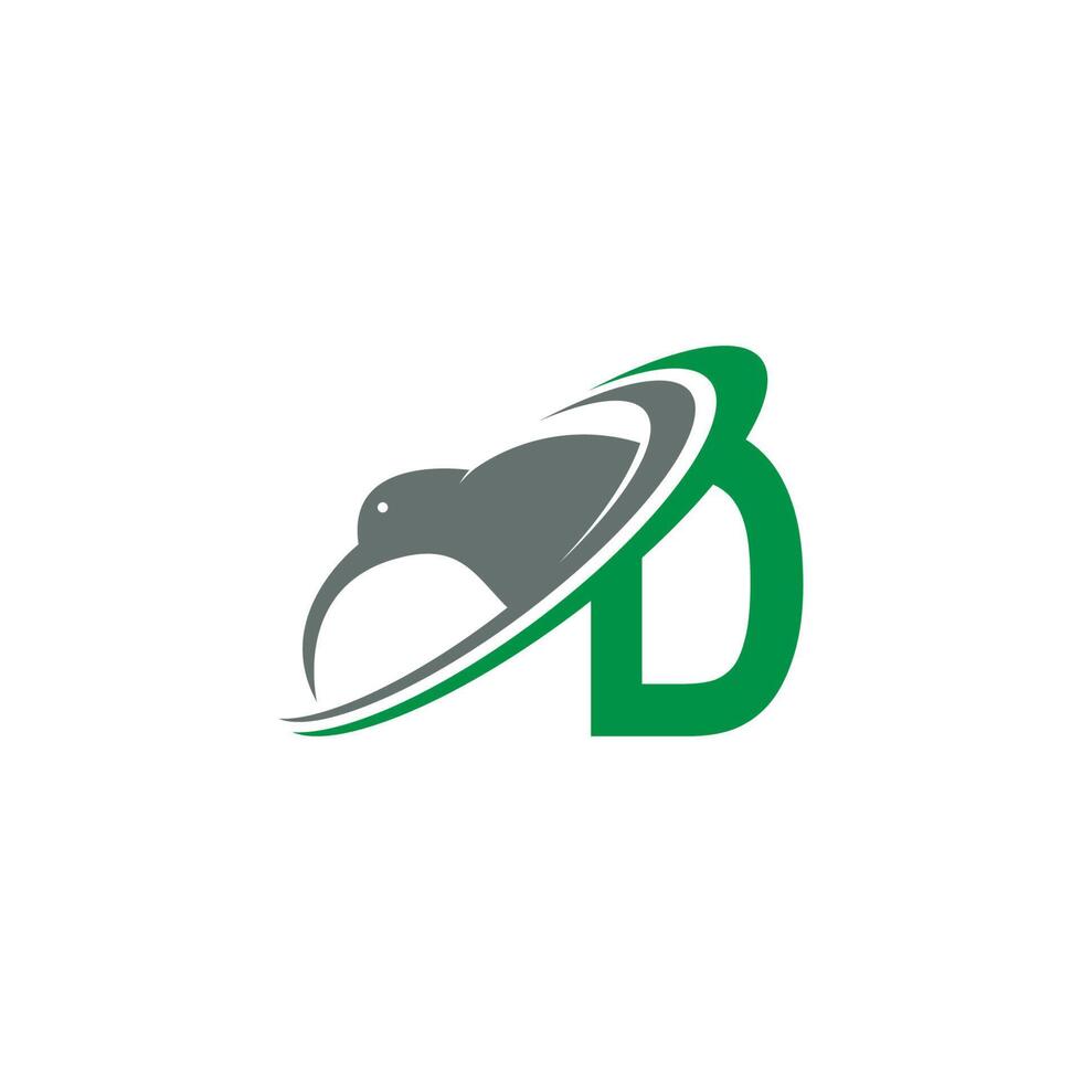 letter d met kiwi vogel logo pictogram ontwerp vector