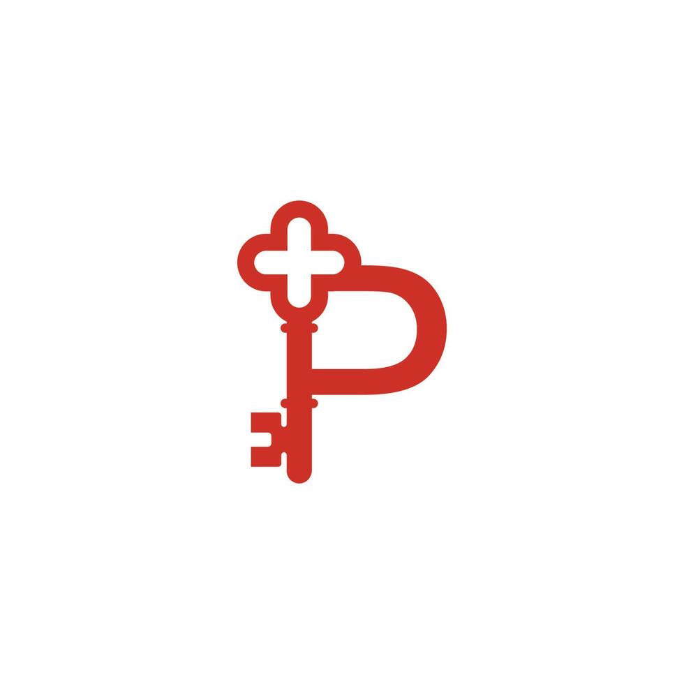 letter p logo pictogram met sleutelpictogram ontwerp symbool sjabloon vector