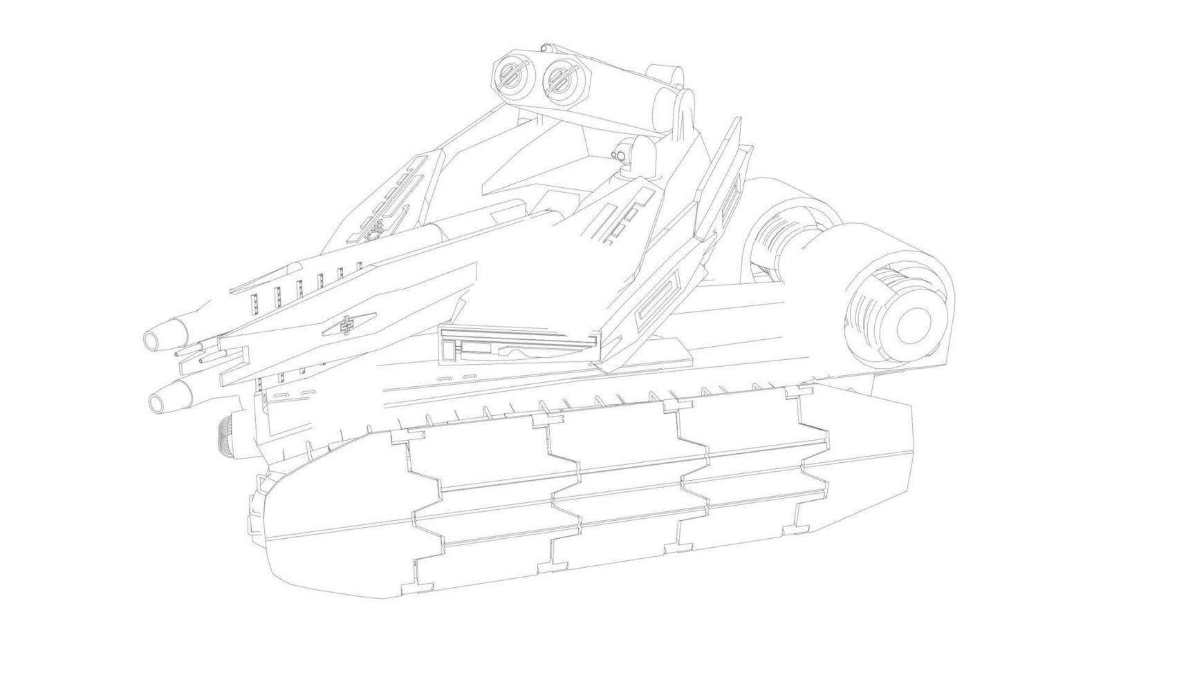 lijntekeningen van torpedojager tank vector