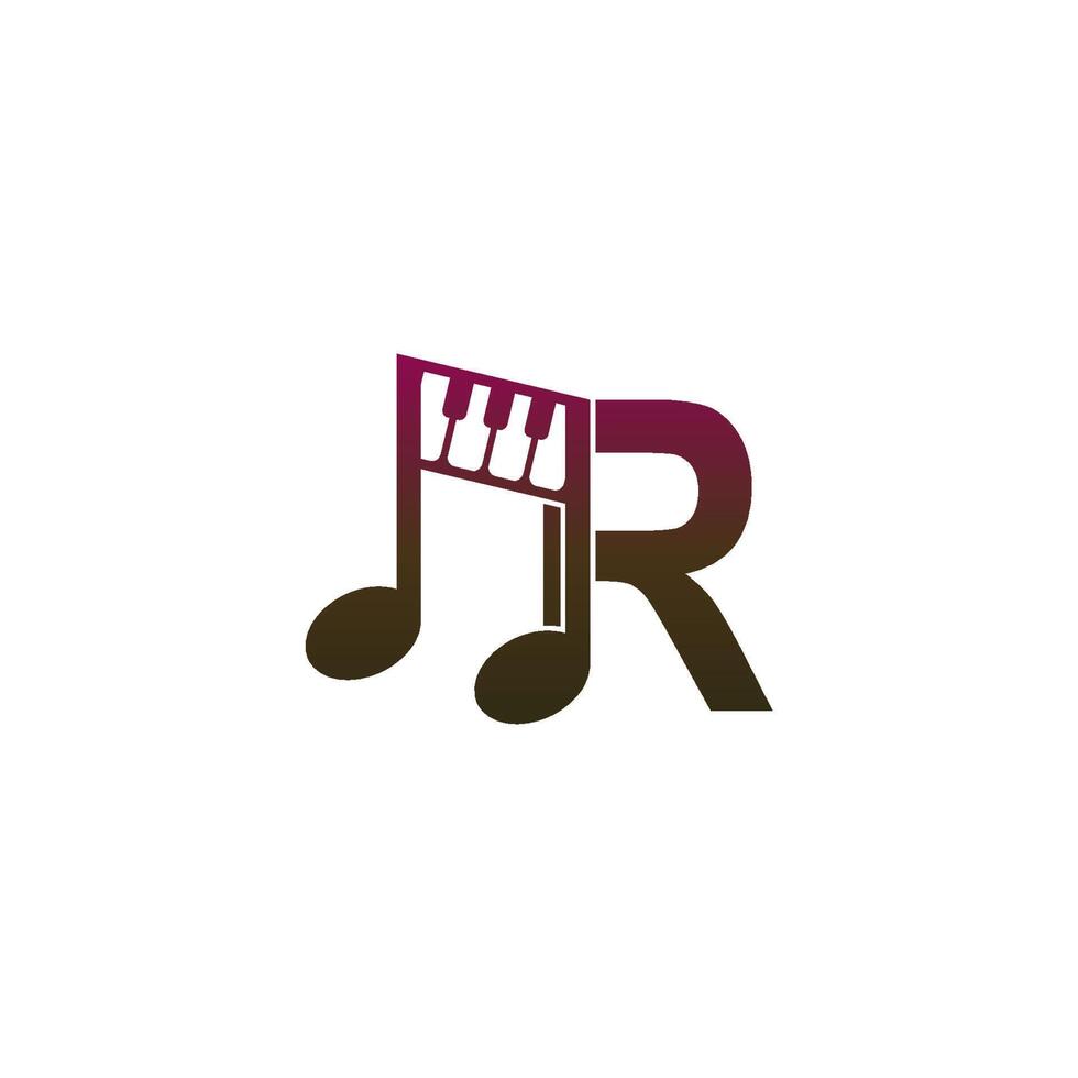 letter r logo icoon met muzieknoot ontwerp symbool sjabloon vector