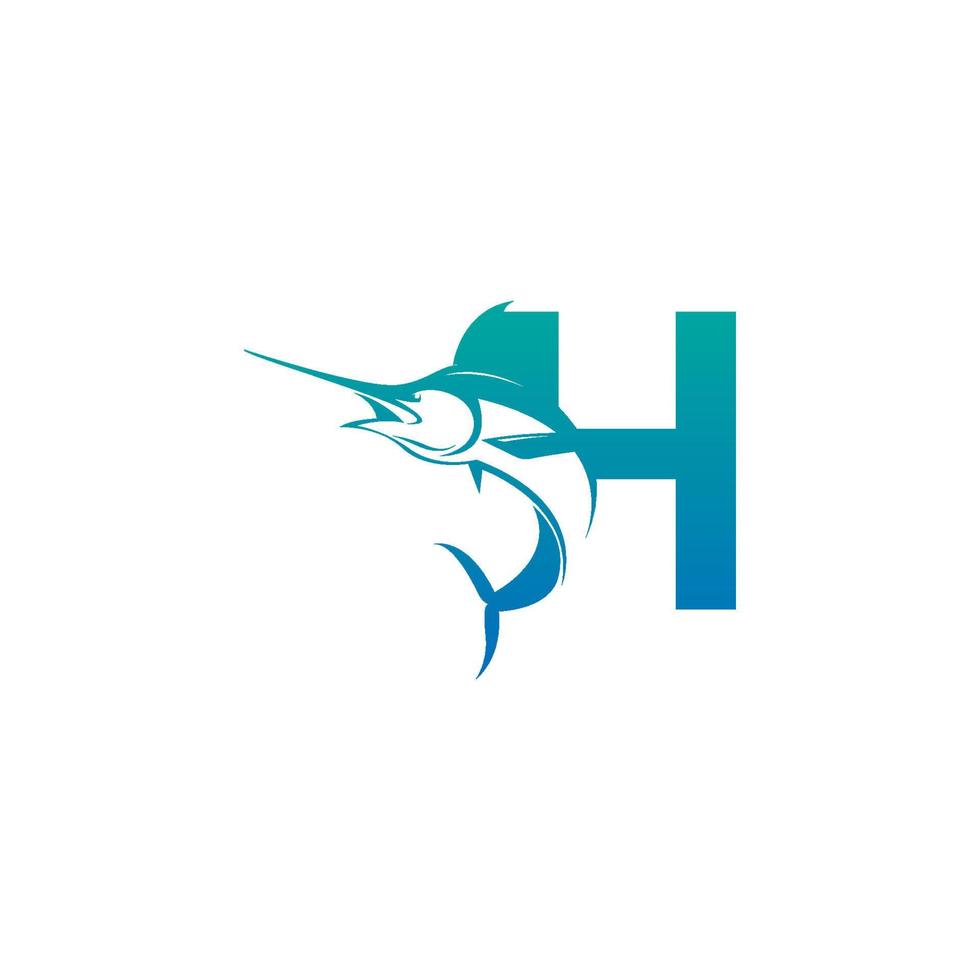 letter h logo icoon met vis ontwerp symboolsjabloon vector