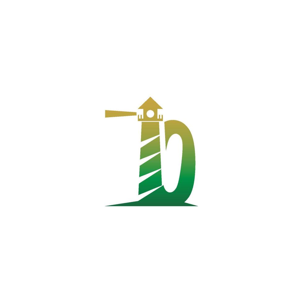 nummer nul met vuurtoren pictogram logo ontwerpsjabloon vector