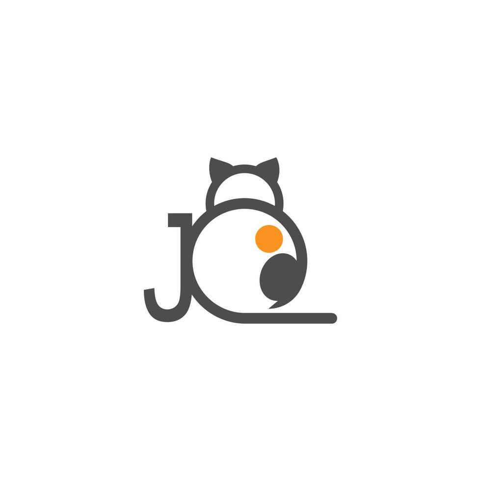 kat pictogram logo met letter j sjabloon ontwerp vector
