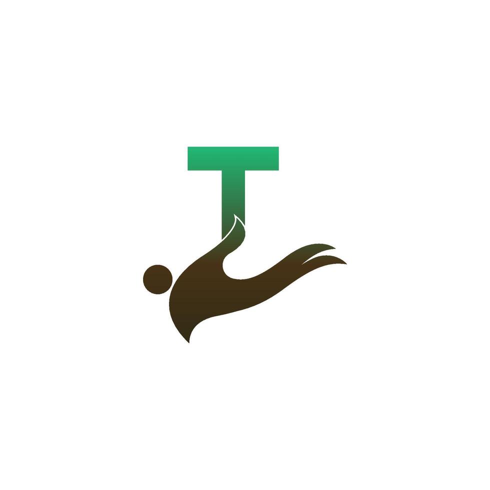 letter t logo icoon met mensen hand ontwerp symbool sjabloon vector