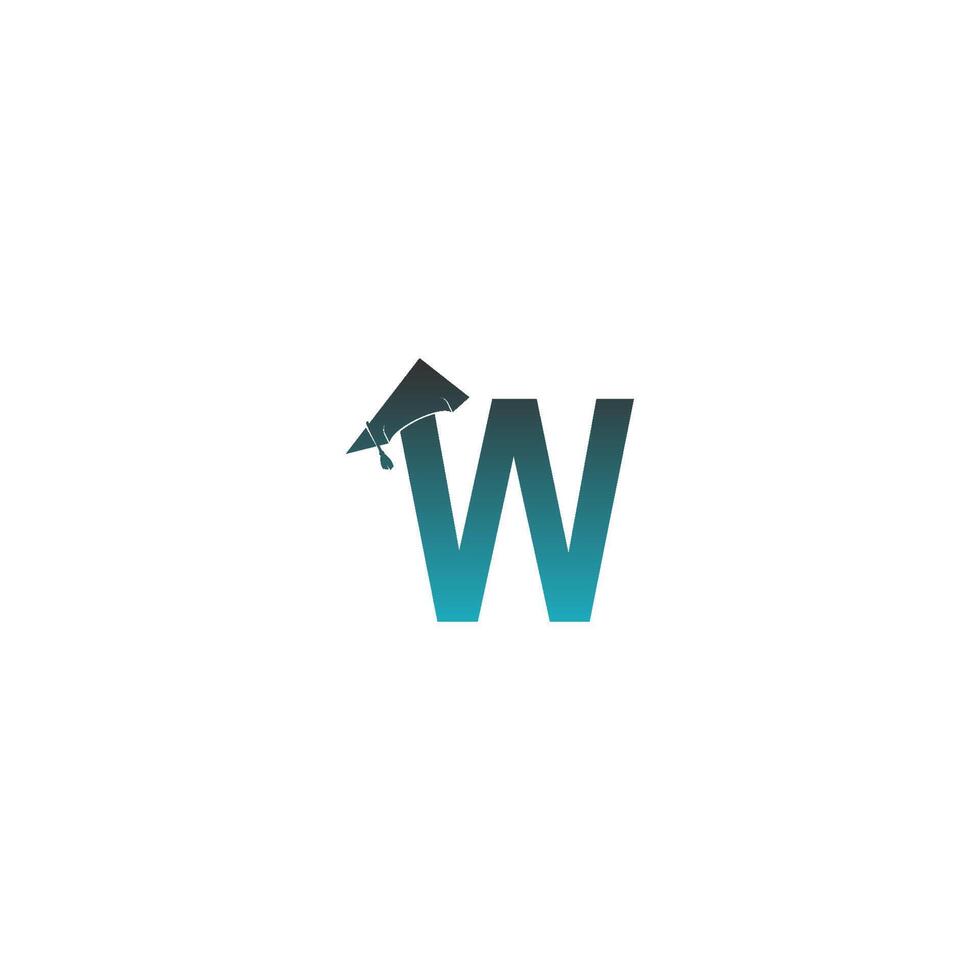 letter w logo icoon met afstudeer hoed ontwerp vector