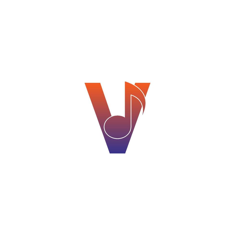 letter v logo icoon met muzieknoot ontwerp symboolsjabloon vector