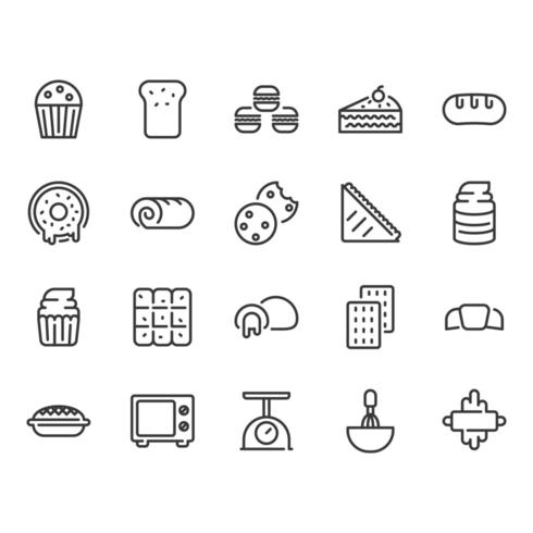 Bakkerij icon set vector